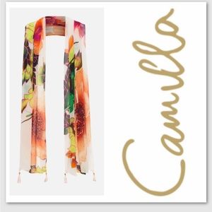 CAMILLA *Pretty as a Poppy* silk floral long scarf head wrap top